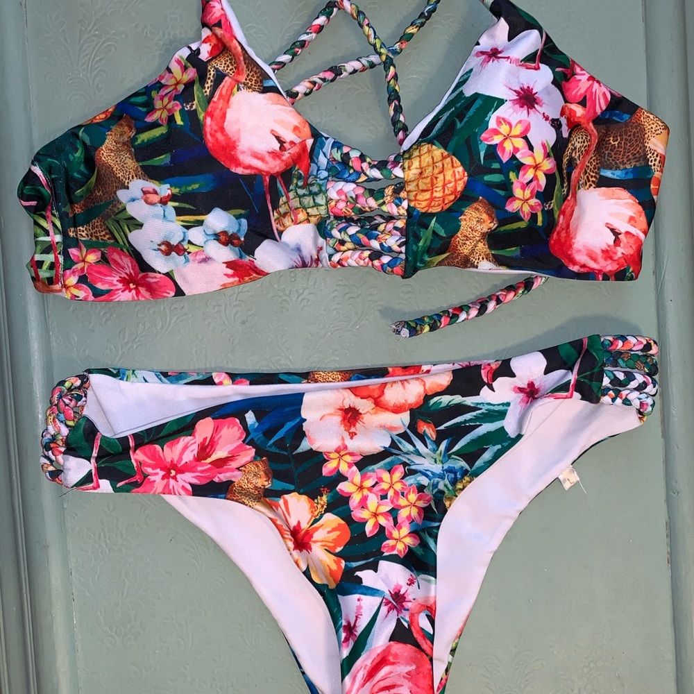 Colorful Pattern Bikini Top and Bottom